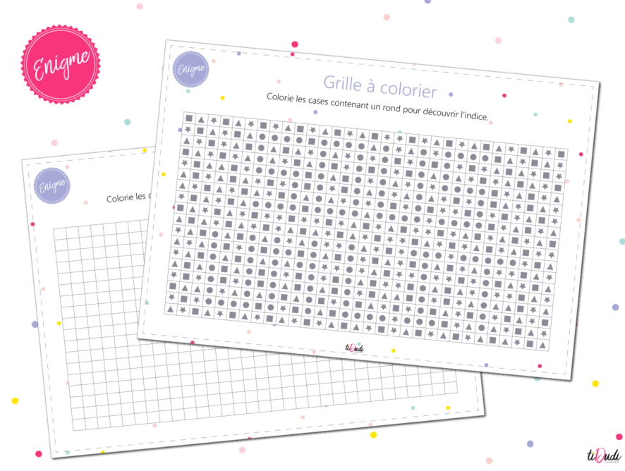 Grille à colorier - Énigme pour escape game pour enfants
