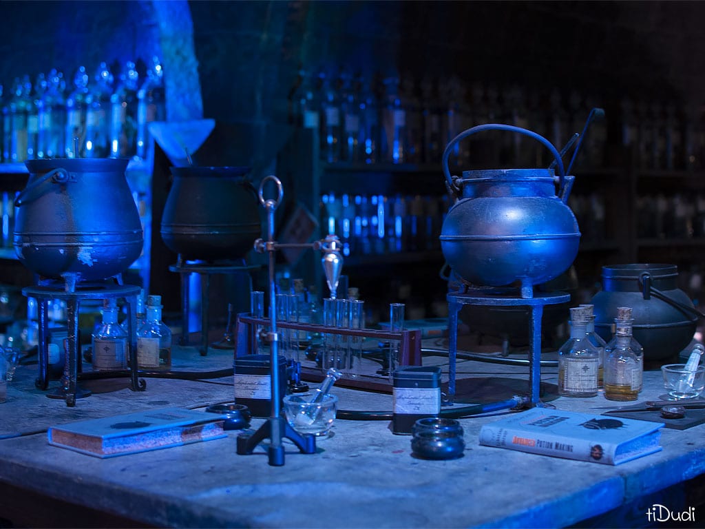 Cours de potion Studios Harry Potter Londres Cours de potion dans les cachots de Poudlard. Studios Harry Potter Londres
