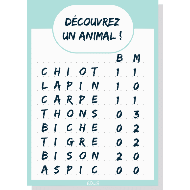 enigme-logique-noms-animaux énigme logique noms d'animaux
