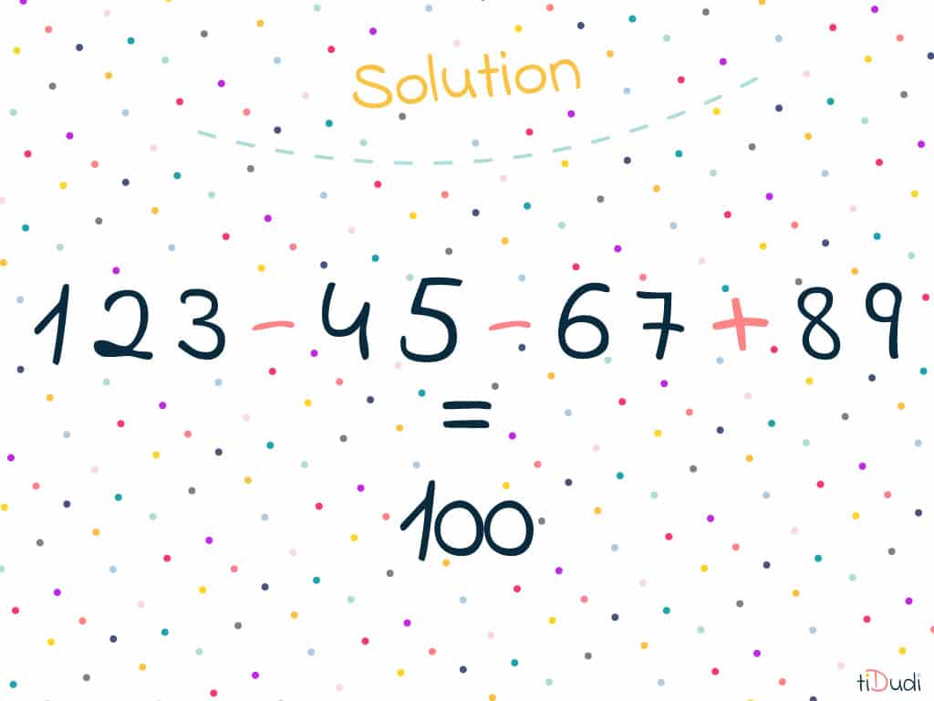 enigme-egale-100-solution solution énigme mathématique simple