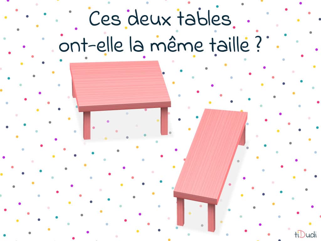 illusion-tables-question illusion d'optique : les deux tables ont-elles la même taille ?