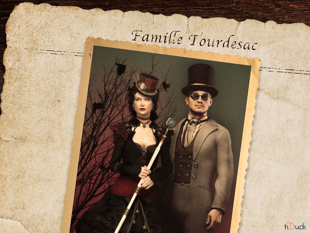 Portrait de famille Tourdesac Portrait de deux membres illustres de la famille Tourdesac. Escape game gratuit "Il faut sauver le Manoir Tourdesac"