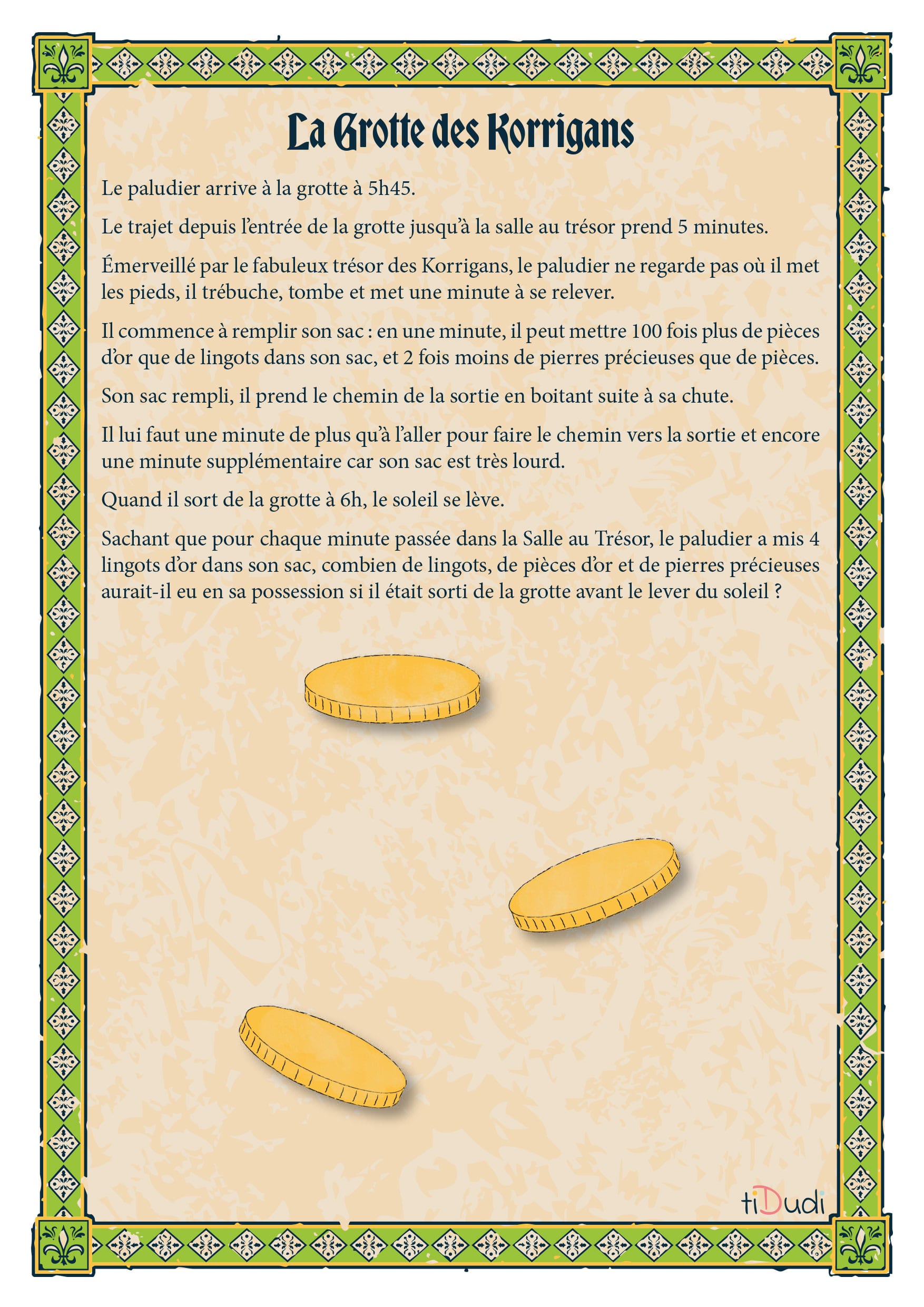 Texte de l'énigme de la Reine des Korrigans Saurez-vous trouver le contenu du trésor du paludier ?